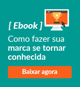 Banner com ícone de tela computador ilustrado com estrela e texto: Ebook, como fazer sua marca se tornar conhecida.